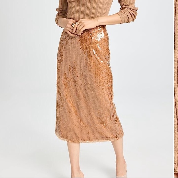 ShopBop O.p.t. tan sequined skirt - Picture 1 of 7
